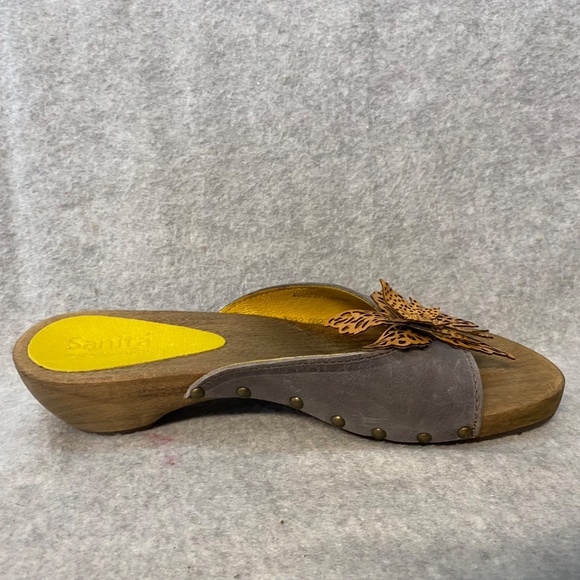 Sanita Size 40 Slip On Sandals Laser Cut Leather Flower Detail So Pretty! - Picture 6 of 12